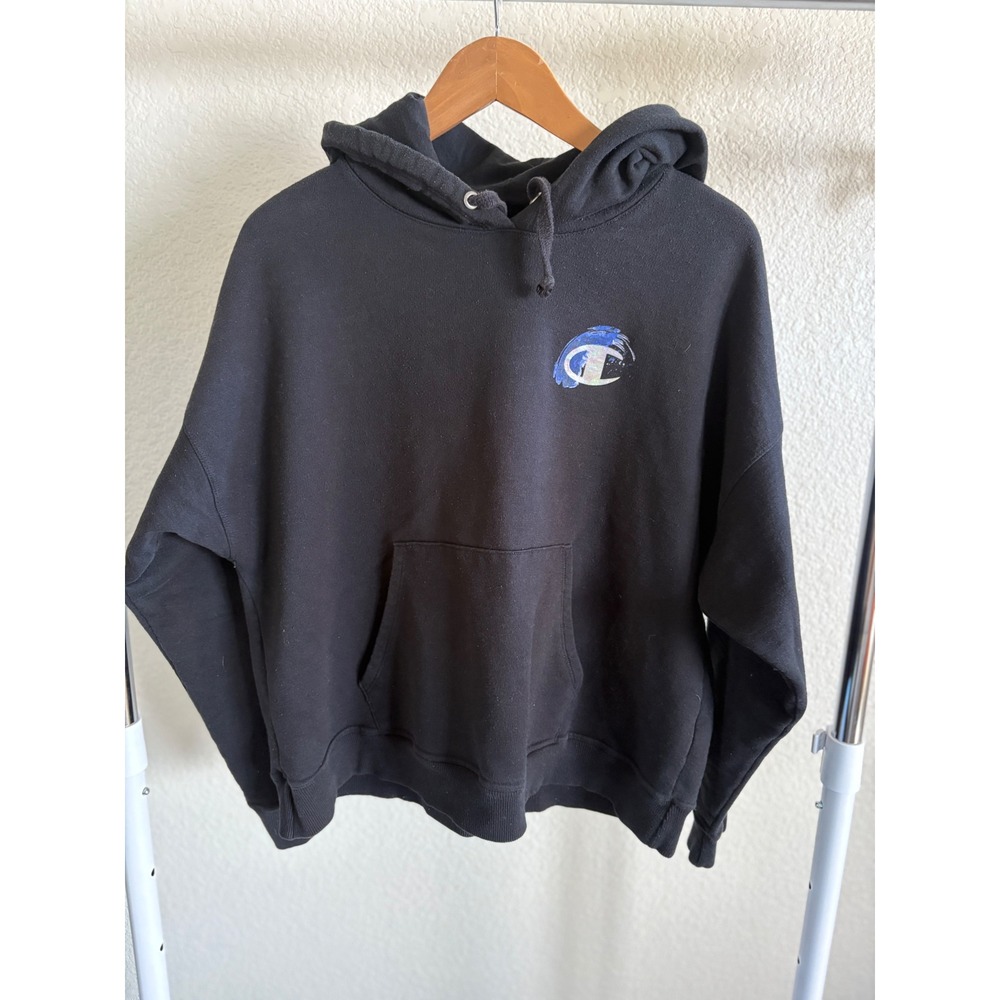 Champion Youth GF536 Pullover Hoodie Black Graphic Logo‎ Sweatshirt XL
